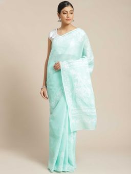 ADA - Green Embroidered Saree with Unstitched Blouse (A159243)