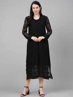 ADA - Black Embroidered Kurta (XS) (A183527)