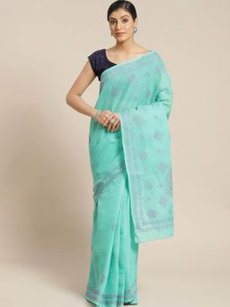 ADA - Green Embroidered Saree With Unstitched Blouse (A311138)