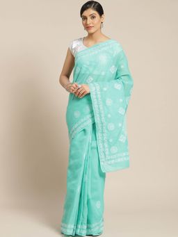 ADA - Green Embroidered Saree With Unstitched Blouse (A311143)