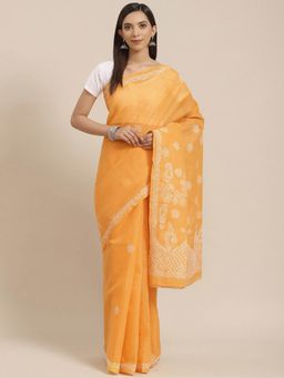 ADA - Mustard Embroidered Saree With Unstitched Blouse (A311147)