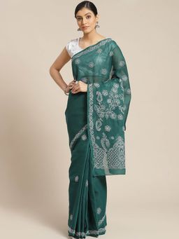 ADA - Green Embroidered Saree With Unstitched Blouse (A311148)