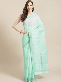 ADA - Green Embroidered Saree with Unstitched Blouse (A311207)