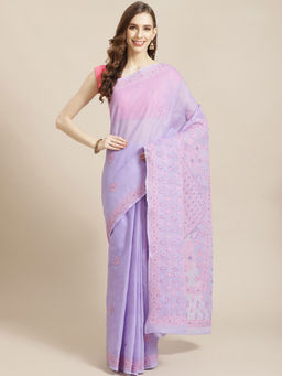 ADA - Mauve Embroidered Saree with Unstitched Blouse (A311213)