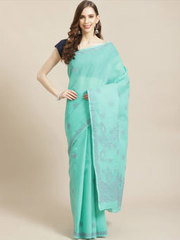 ADA - Green Embroidered Saree with Unstitched Blouse (A311219)