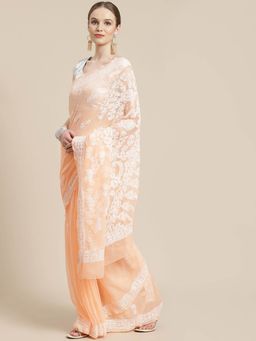 ADA - Hand Embroidered ` Georgette Lucknow Chikan Saree- A311248 (A311248)