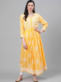 ADA - Yellow Embroidered Kurta (XS) (A411140)
