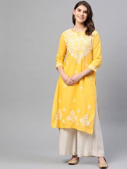 ADA - Yellow Embroidered Kurta (XS) (A411166)