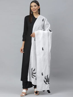 ADA - White Embroidered Dupatta (A511112)