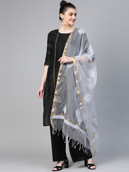 ADA - Grey Embroidered Dupatta (A511135)