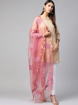 ADA - Pink Embroidered Dupatta (A511137)