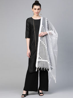 ADA - White Embroidered Dupatta (A511143)