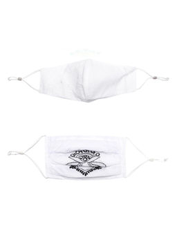 ADA - Hand Embroidered White Lucknowi Cotton Chikan Face Mask (Pack of 2) (A611159)