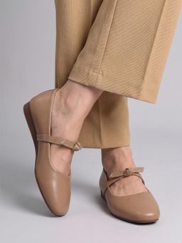 Gahan - New Stylish Women Round Toe Ballet Ballerina With Elegant Bow Details - Taupe