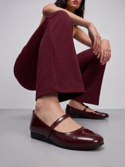 Gahan - Women Round Toe Bellies With Straps And Comfortable Cushioned Footbed - Burgundy