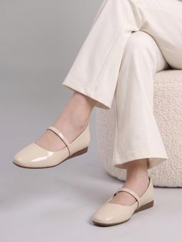 Gahan - Women Round Toe Bellies With Straps And Comfortable Cushioned Footbed - Cream