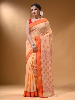Arhi - Cream Silk Matka Soft Saree with Unstitched Blouse