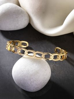 NVR - Men Gold Plated Metal Cuff Bracelet