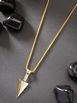 NVR - Men Gold Plated Arrow Shaped Pendant With Chain