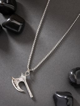 NVR - Men Silver Plated Stainless Steel Pendant With Chain