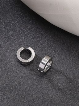 NVR - Men Silver Plated Stainless Steel Hoop Earrings