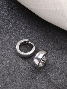 NVR - Men Silver Plated Stainless Steel Hoop Earrings