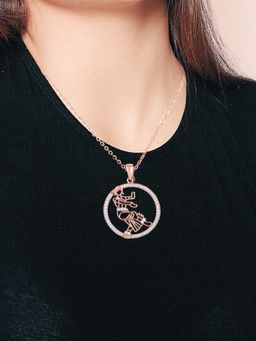 LuxeVogue - 18K Rose Gold Plated Indian Classical Dancer Silver Necklace