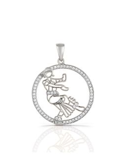 LuxeVogue - 925 Sterling Silver Rhodium Plated Indian Classical Dancer Pendant