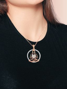 LuxeVogue - 925 Sterling Silver 18K Rose Gold Plated Yoga Pose Necklace