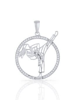 LuxeVogue - 925 Sterling Silver Rhodium Plated Karate Kicker Pendant for Women