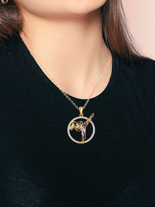 LuxeVogue 925 Sterling Silver 18K Gold Plated Karate Kicker Necklace
