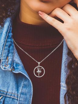 LuxeVogue - 925 Sterling Silver Rhodium Plated Dancing Necklace