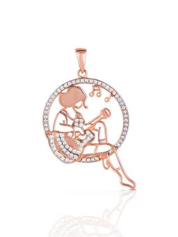 LuxeVogue - 925 Sterling Silver 18K Rose Gold Plated Guitar Pendant