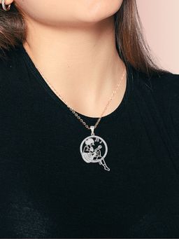 LuxeVogue - 925 Sterling Silver Rhodium Plated Guitar Pendant Necklace for Women