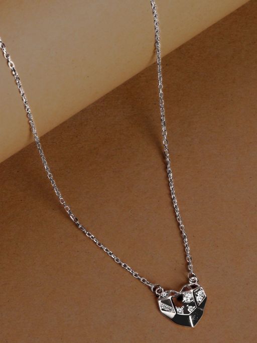LuxeVogue 925 Sterling Silver Heart Necklace for Women with Rhodium Plating