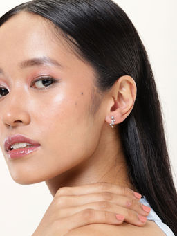 LuxeVogue - Rhodium Plated 925 Silver Gold Star Vine Stud Earrings for Women