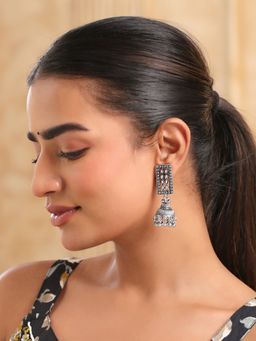 Yellow Chimes - Traditional Silver Oxidised Jhumkas