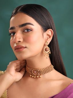 Yellow Chimes - Gold-Plated Beads Jewellery Set