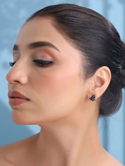 Yellow Chimes - Fashion Star Shaped Stud Earrings, Black