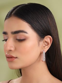 Yellow Chimes - Traditional Rose Gold Plated Ad Hoop Earrings