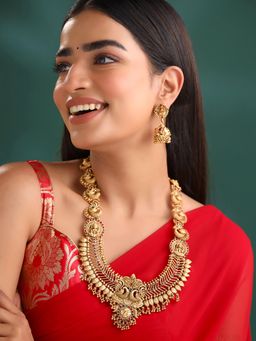 Yellow Chimes - Traditional Golden Long Temple Jewellery Set