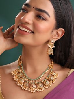 Yellow Chimes - Traditional Gold Plated Layered Jewellery Set