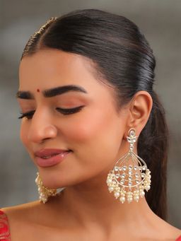 Yellow Chimes - Gold Plated Chand Bali Pearl Earrings