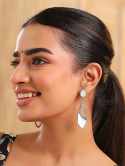 Yellow Chimes - Ethnic Oxidized Silver Plated Drop Earrings