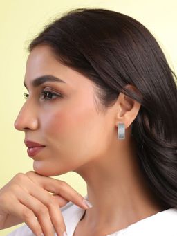 Yellow Chimes - Rhodium Plated Crystal Studded Hoops