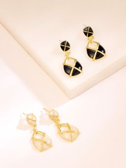 Yellow Chimes - Gold Plated Multicolor Drop Earrings (Pack of 2)