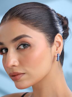 Yellow Chimes - Blue Enamel Meenakari Hoops Earrings