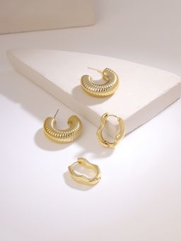 Yellow Chimes - Golden Hoop Earrings (Pack of 2)