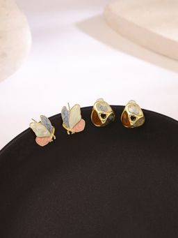 Yellow Chimes - Multicolor Butterfly Enamel Studs (Pack of 2)