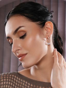 Aatmana - Rhodium Plated Crystal Circular Drop Earrings
